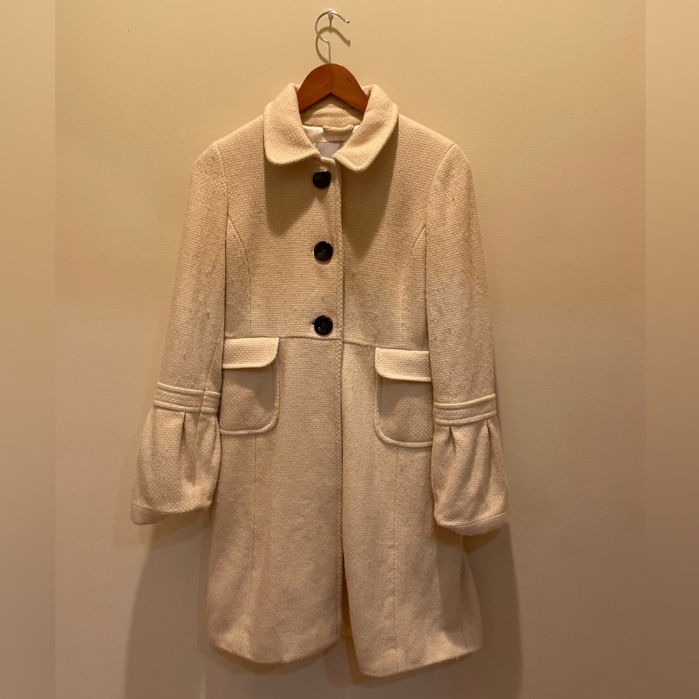 Elegant Wool Pea Coat - Cream size Small